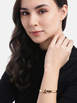 Blueberry - 18Kt Gold Plated Stone Embellished Brass Cuff