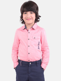 One Friday - Boys Pink Embroidered Shirt