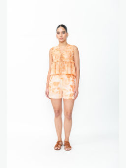 Contemponari - Orange Buckle Detail Tailored Shorts