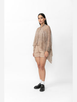 Contemponari - Beige Buckle Detail Tailored Shorts