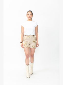 Contemponari - Beige Structured Utility Shorts