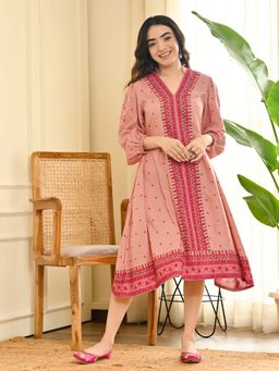 Rustorange - Pink Polka Dots A Line Dress