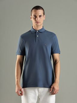 Tommy Hilfiger - Solid Regular Fit Cotton Blue Polo T-Shirt