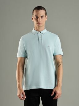 Tommy Hilfiger - Solid Regular Fit Cotton Aqua Polo T-Shirt