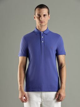 Tommy Hilfiger - Solid Slim Fit Cotton Purple Polo T-Shirt