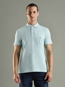 Tommy Hilfiger - Solid Slim Fit Cotton Aqua Polo T-Shirt