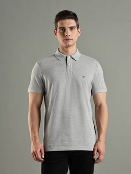 Tommy Hilfiger - Solid Regular Fit Cotton Grey Polo T-Shirt