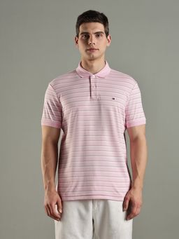 Tommy Hilfiger - Striped Regular Fit Cotton Pink Polo T-Shirt