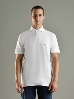 Tommy Hilfiger - Solid Relaxed Fit Cotton White Polo T-Shirt