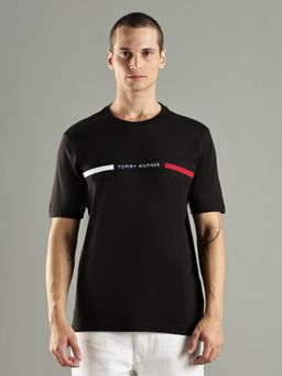 Tommy Hilfiger - Embroidered Logo Regular Fit Cotton Black T-Shirt