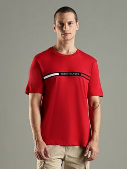 Tommy Hilfiger - Embroidered Logo Regular Fit Cotton Red T-Shirt