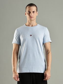 Tommy Hilfiger - Embroidered Logo Slim Fit Cotton Blue T-Shirt