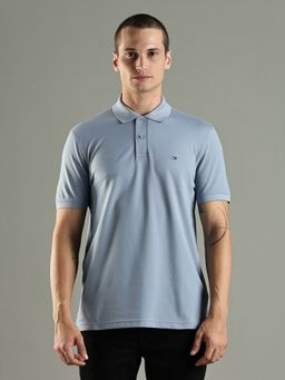 Tommy Hilfiger - Solid Regular Fit Cotton Blue Polo T-Shirt