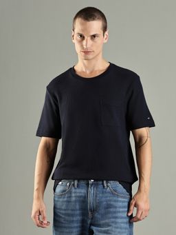 Tommy Hilfiger - Solid Regular Fit Cotton Navy Blue T-Shirt