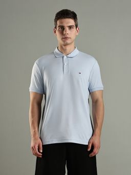 Tommy Hilfiger - Solid Regular Fit Cotton Blue Polo T-Shirt