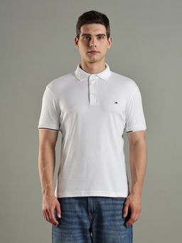 Tommy Hilfiger - Solid Slim Fit Cotton White Polo T-Shirt