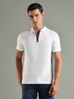 Tommy Hilfiger - Solid Regular Fit Cotton White Polo T-Shirt