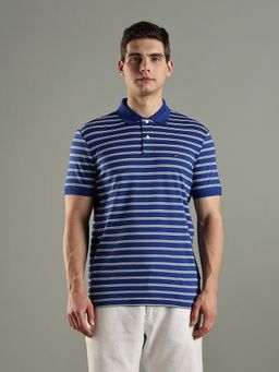 Tommy Hilfiger - Striped Regular Fit Cotton Blue Polo T-Shirt