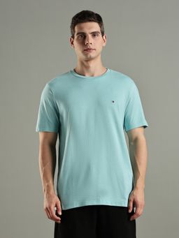 Tommy Hilfiger - Solid Regular Fit Cotton Turquoise T-Shirt