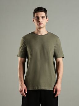 Tommy Hilfiger - Solid Regular Fit Cotton Olive T-Shirt