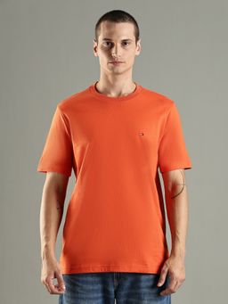 Tommy Hilfiger - Solid Regular Fit Cotton Orange T-Shirt