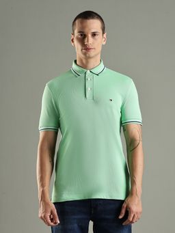 Tommy Hilfiger - Solid Slim Fit Cotton Green Polo T-Shirt