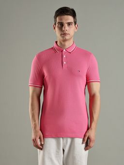 Tommy Hilfiger - Solid Slim Fit Cotton Pink Polo T-Shirt