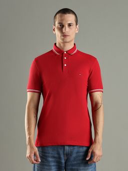 Tommy Hilfiger - Solid Slim Fit Cotton Red Polo T-Shirt