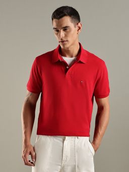 Tommy Hilfiger - Solid Relaxed Fit Cotton Red Polo T-Shirt
