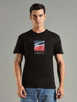 Tommy Hilfiger - Logo Printed Regular Fit Cotton Black T-Shirt