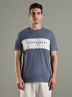 Tommy Hilfiger - Embroidered Logo Regular Fit Cotton Blue T-Shirt