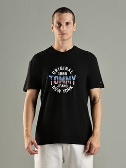 Tommy Hilfiger - Typography Printed Regular Fit Cotton Black T-Shirt