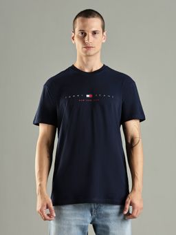 Tommy Hilfiger - Solid Regular Fit Cotton Navy Blue T-Shirt