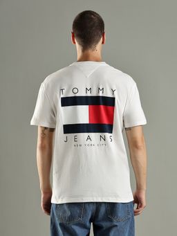 Tommy Hilfiger - Logo Printed Regular Fit Cotton White T-Shirt