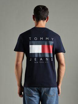 Tommy Hilfiger - Logo Printed Regular Fit Cotton Navy Blue T-Shirt