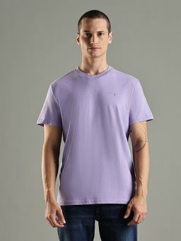 Tommy Hilfiger - Solid Slim Fit Cotton Purple T-Shirt