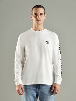 Tommy Hilfiger - Typography Printed Regular Fit Cotton White T-Shirt