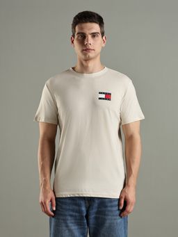 Tommy Hilfiger - Solid Slim Fit Cotton Beige T-Shirt