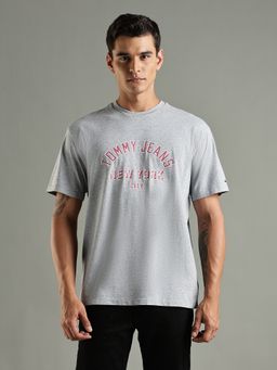 Tommy Hilfiger - Typography Printed Relaxed Fit Cotton Grey T-Shirt