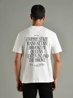Tommy Hilfiger - Typography Printed Relaxed Fit Cotton White T-Shirt