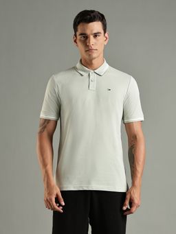Tommy Hilfiger - Solid Regular Fit Cotton Green Polo T-Shirt