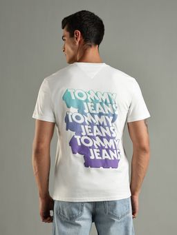 Tommy Hilfiger - Typography Printed Regular Fit Cotton White T-Shirt
