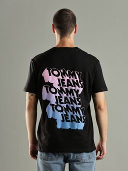 Tommy Hilfiger - Typography Printed Regular Fit Cotton Black T-Shirt