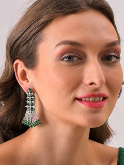 Sohi - Silver Plated Designer Stone Drop Earring