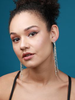Sohi - Glamourous Rhinestone Fringe Earrings