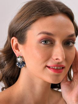 Sohi - Silver Plated Designer Stone Drop Earring