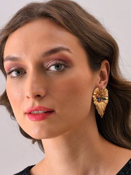 Sohi - Gold Plated Designer Stone Drop Earring