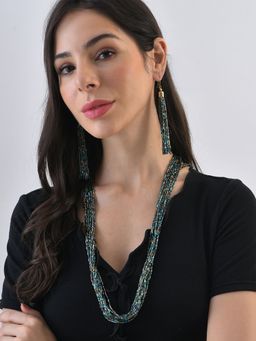 Sohi - Gold Plated Beaded Necklace Earrings and Bracelet Set