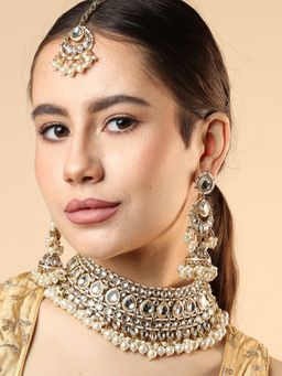 Sohi - Gold Plated Kundan Stones Jewellery Set