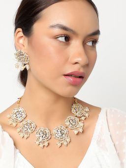 Sohi - Gold Plated Kundan Stones Jewellery Set